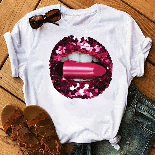 Buy Women T Shirt Fashion Makeup Red 