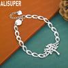 925 Sterling Silver Beautiful Tree Side Chain Exquisite Bracelet Gift Jewelry