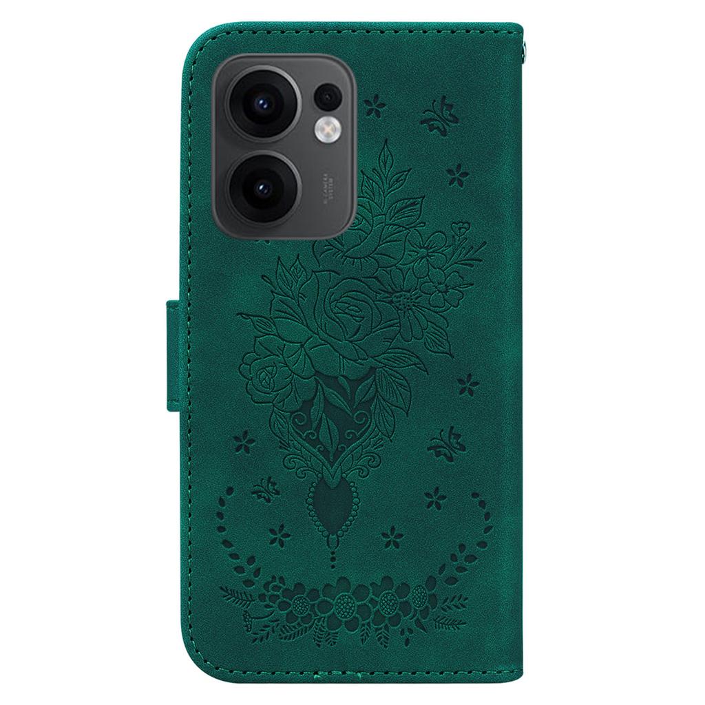 Für Oppo Reno13 F 5G Hülle PU Leder Brieftasche Handyhülle Schmetterling Blumen Prägung