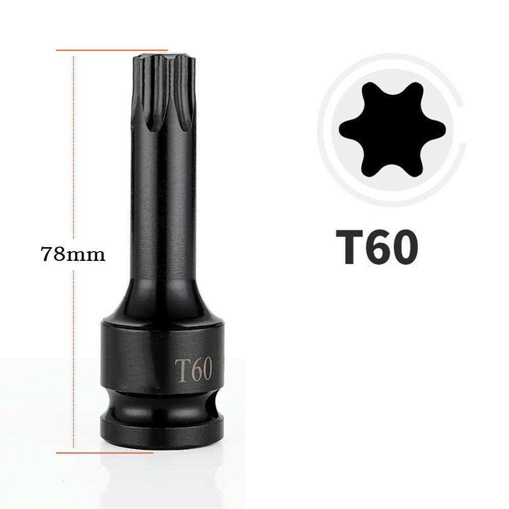 1/2inch Hex Torx Screwdriver Bit Socket Impact Drive Socket Adapter Head T20-T100 Pneumatic Socket Adapter Hand Tools
