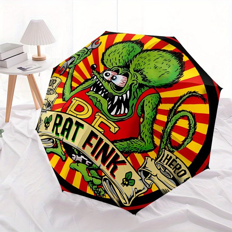 "Rat Fink: Our Hero T Shirt  Classic Car Culture Icon" Umbrella, Portable 3 Fold Compact Umbrella for Men & Women,S294
