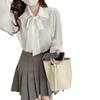 High-End Korean Style Loose Bowknot Shirt – Fresh, Clean, and Youthful Look