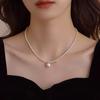 Simple and Versatile Broken Silver Splicing Pearl Necklace Stacking Design Simple and Versatile Pearl Haoshi Pendant Collarbone Chain