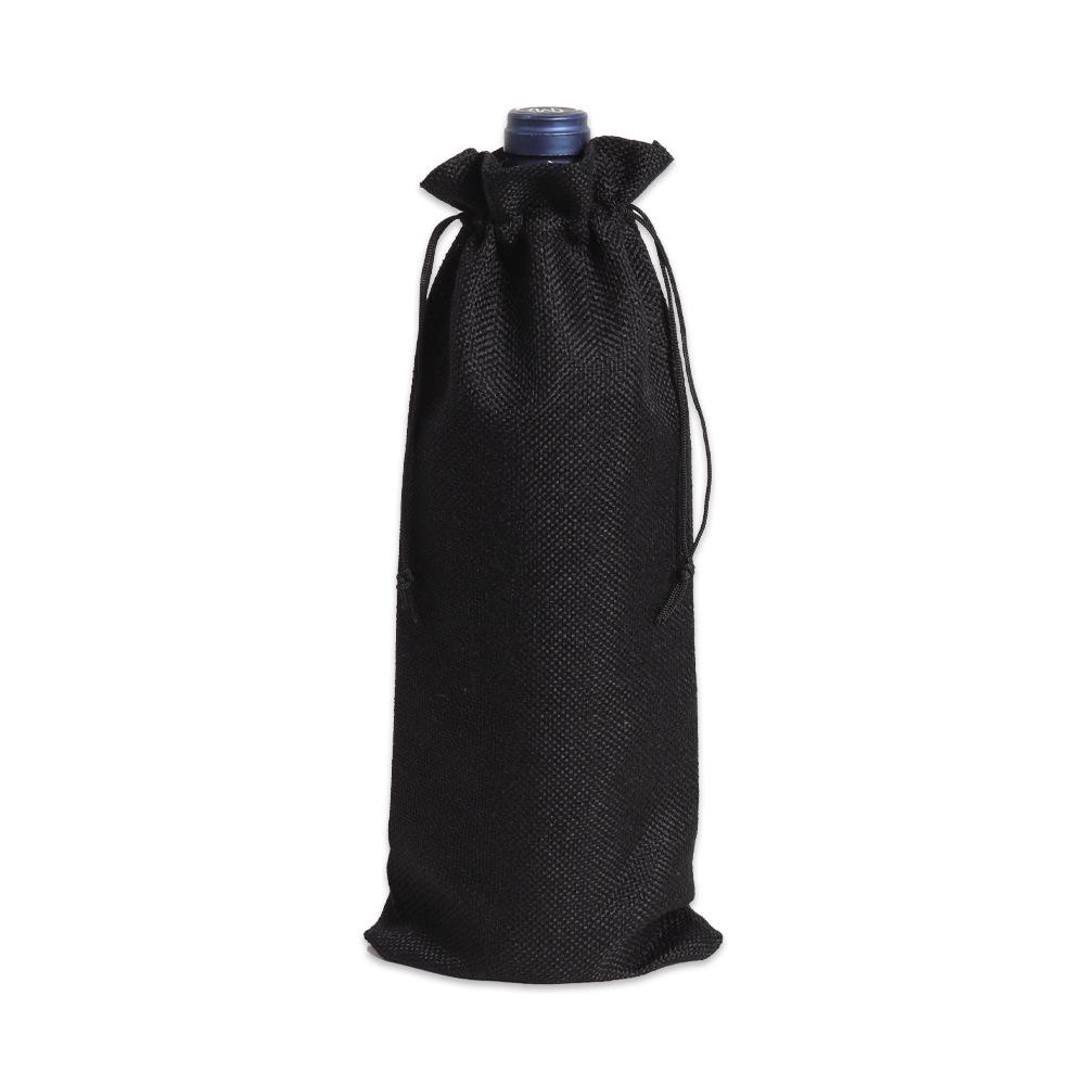 Multicolor Burlap Wine Gift Set with Drawstring Bag