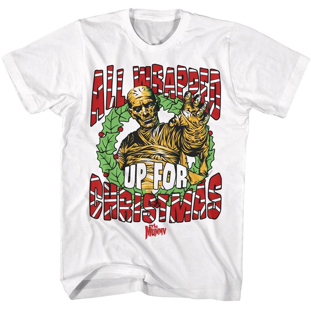 Universal Monsters Movies The Mummy All Wrapped Up For Christmas Men s T Shirt 4XL