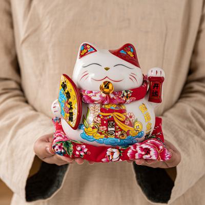 6-calowy ceramiczny skarbonka na szczęście kota ozdoba Maneki Neko dekoracja figurka Feng Shui Fortune Cat prezent biznesowy