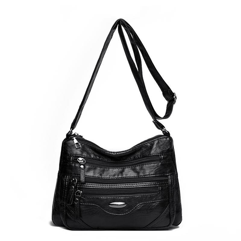 PU Umhängetasche Damen Schultertasche Mehrere Fächer Tasche für Mütter mittleren Alters