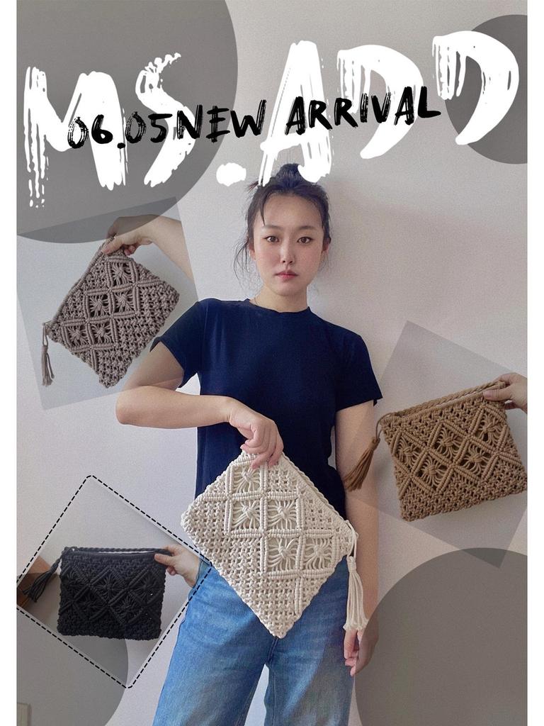 2025 Woven Tassel One-Shoulder Crossbody Clutch