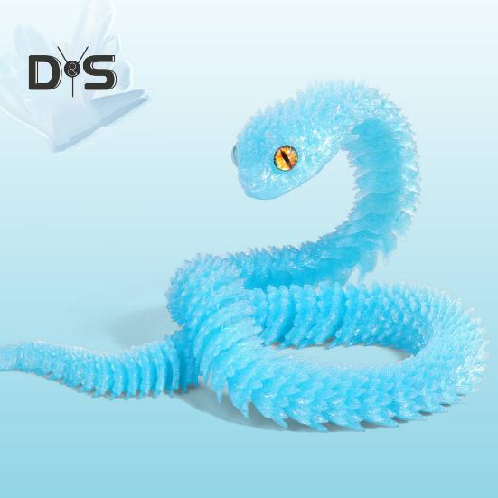 30cm/40cm/60cm 3D Printed Snake Ornament Movable Joints Bedside Table Snake Figurine Prank Toy Desk Decor