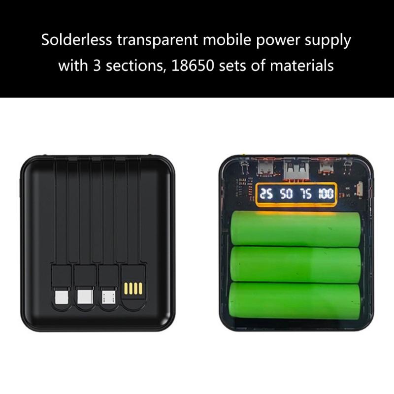 Portable 18650 Battery Storage Box with Fast Charging Function 18650 Battery Box, Quick Charging Power Banks Enclosure
