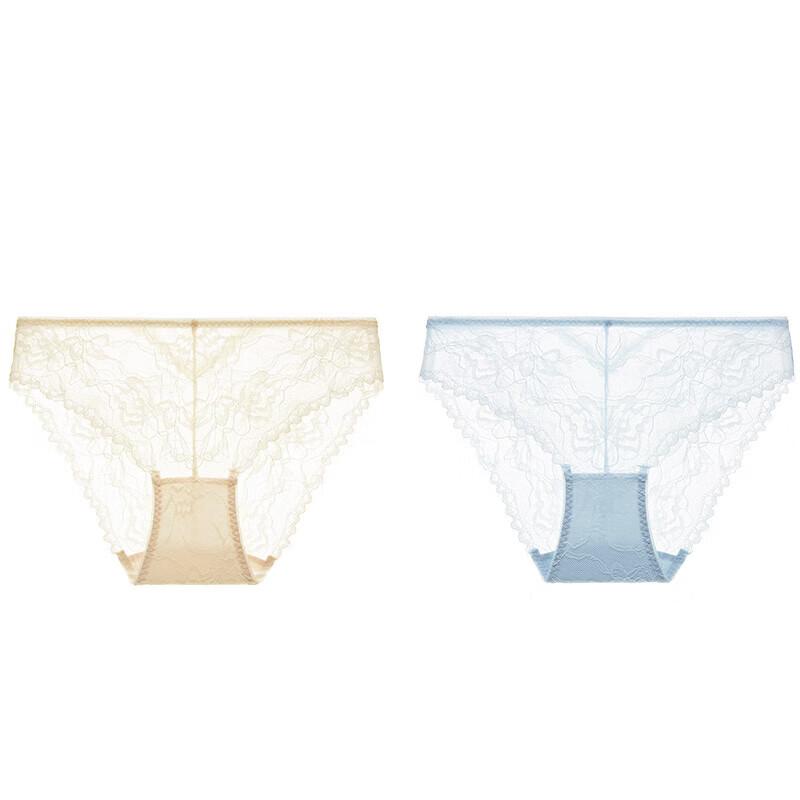 Ordifen Women's Underwear, 5A Antibacterial Lace Breathable Seamless Mid-Rise Triangle Panties, 2-Pack, XK4A33