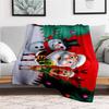 Christmas Santa Claus Snowman Reindeer Greeting CardBlanket Flannel Throw Blanket for Sofa, Bed, Travel, Camping, Office, Couch, Chair, And