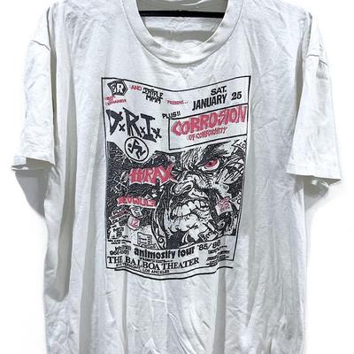 Vintage 80s D.R.I. C.O.C. HIRAX PUSHEAD Thrash Metal Hardcore Punk Rock Tour Concert Promo T Shirt and Kids Shirt Sixe XL