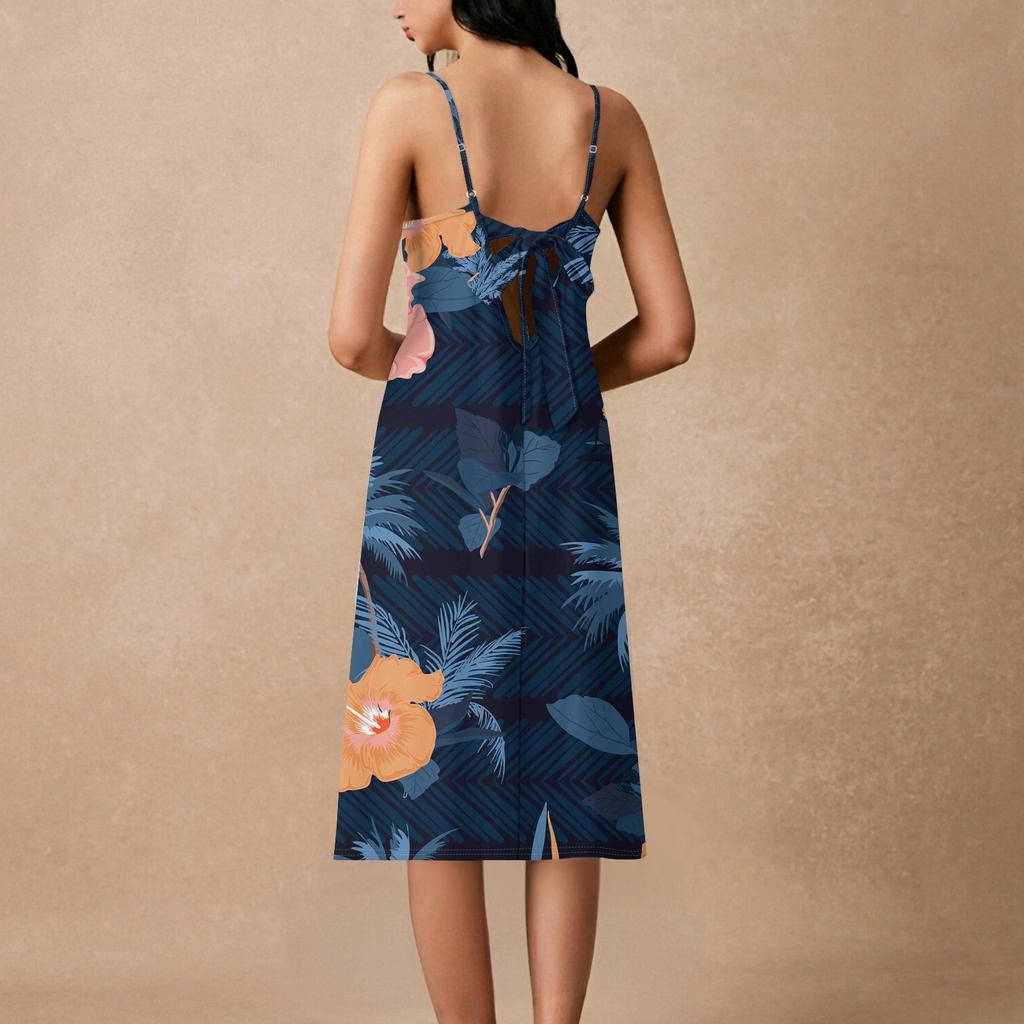 Dámské špagetové šaty bez zad s mašlí, volné, ležérní, plážové, prázdninové, letní šaty