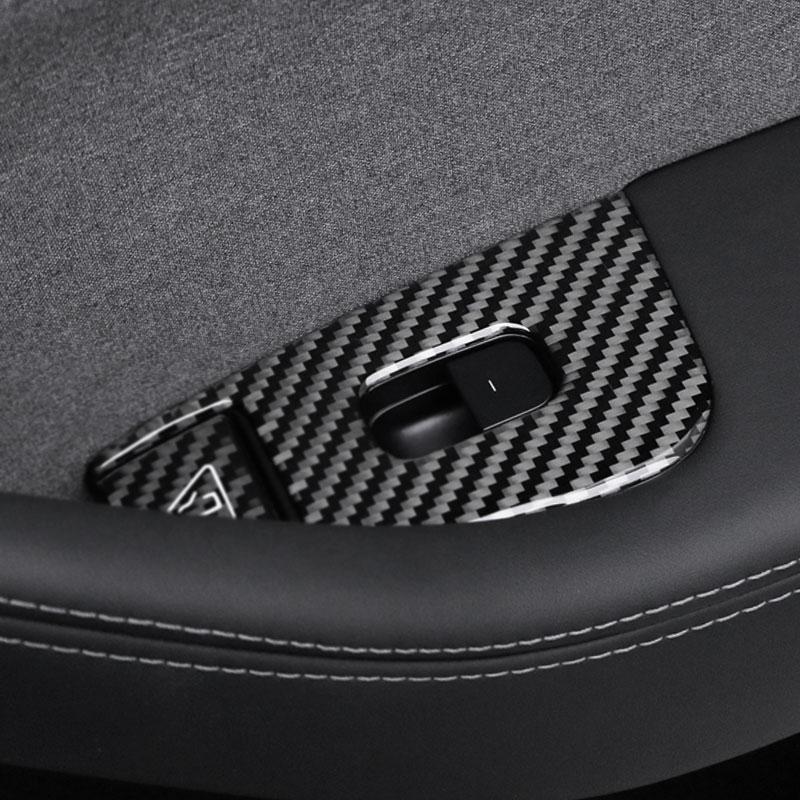 For Tesla 2019- Model 3 Highland Model Y Juniper Carbon Fiber Window Lift Panel Trim Sticker Car Interior Tuning Accessories