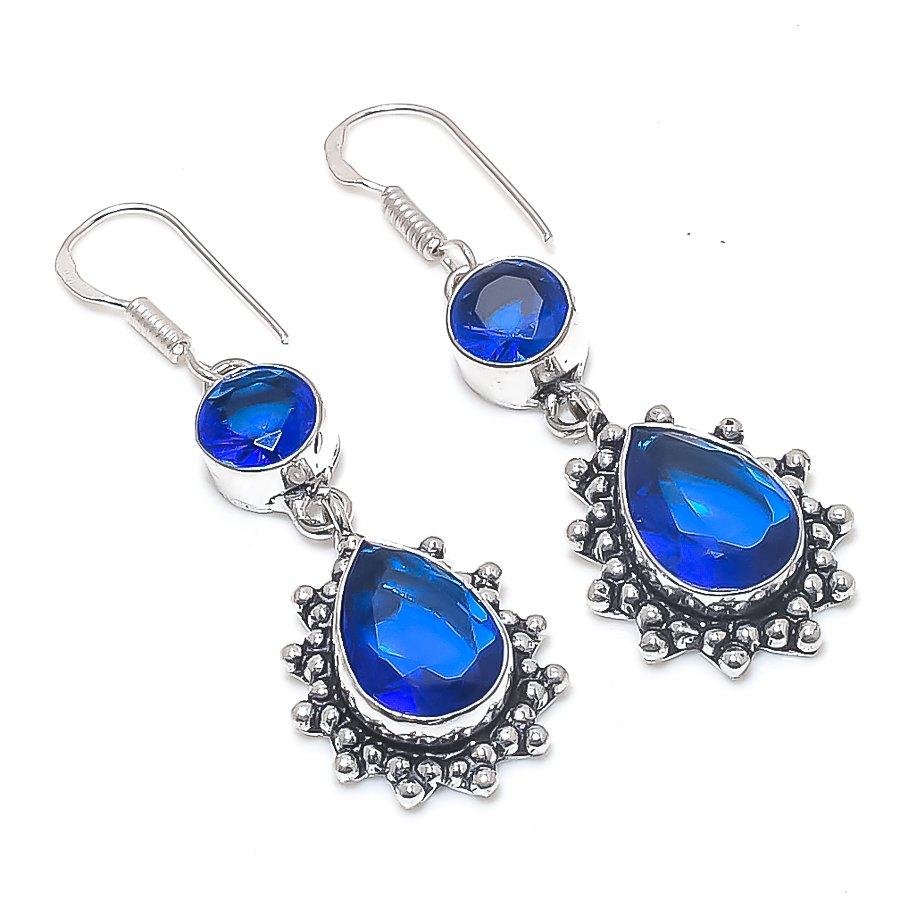 

Лондонский голубой топаз драгоценный камень серьга из стерлингового серебра 925 пробы 2,17