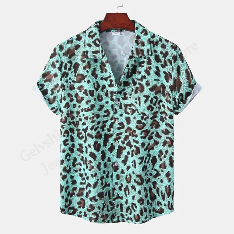 Summer Leopard Pattern 3D Print Men's Shirts Hawaii Short Sleeve Top Fashion Streetwear Casual Outdoor Men's and Women's Clothing Blouse