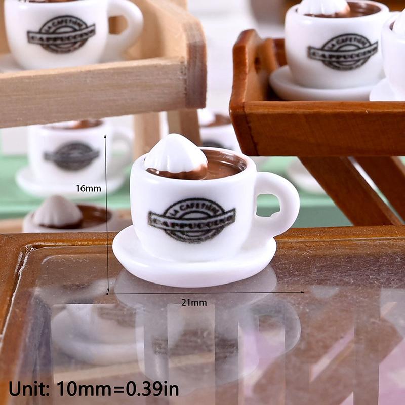 10Pcs 1/12 Dollhouse Simulation Mini Coffee Cup Model Dollhouse Coffee Shop Scene Decor Dolls House Accessories Pretend Play Toy