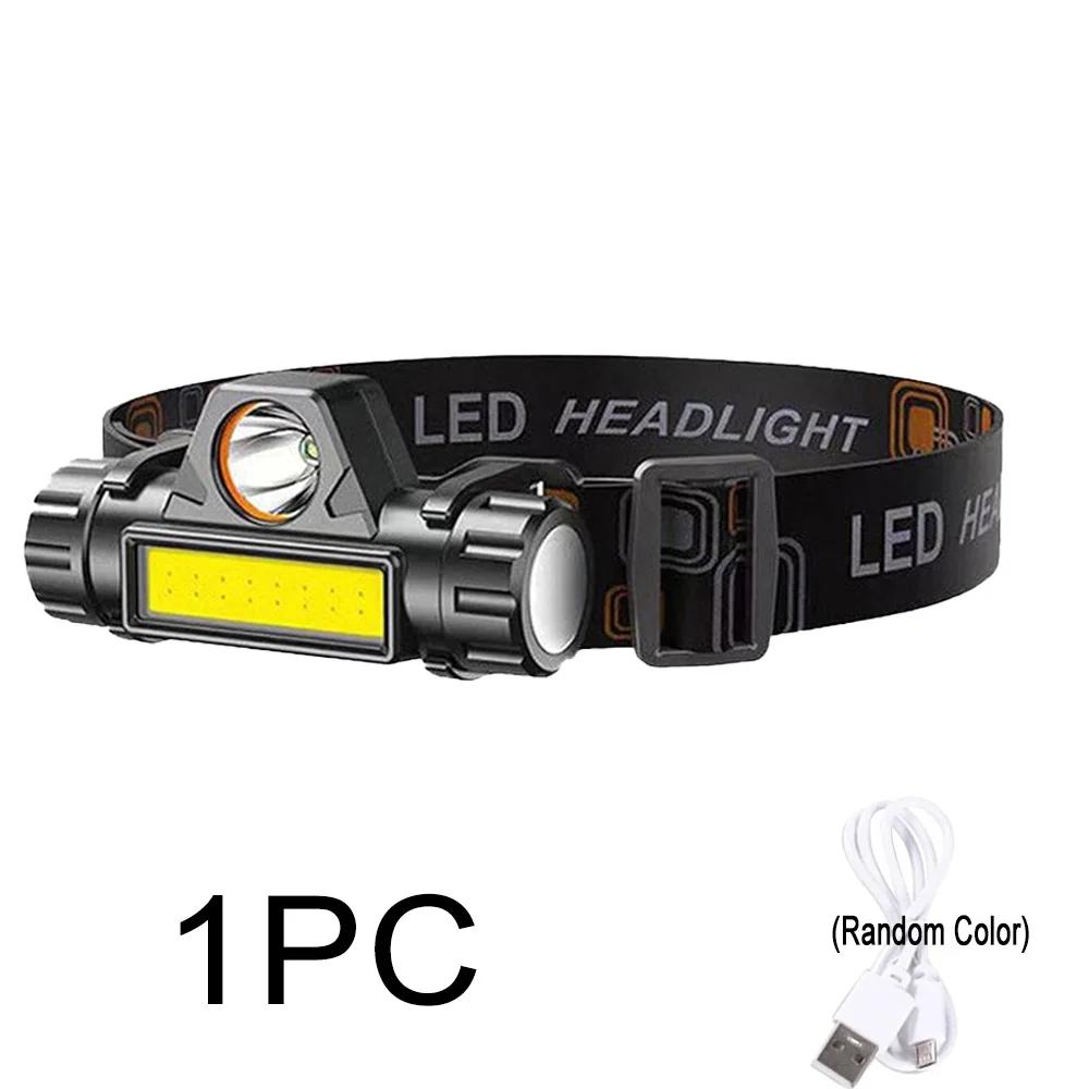 

USB Rechargeable Fishing LED Headlamp Camping Headlight XPE COB Work Light 2 Lighting Modes with Tail Magnet Head Torch