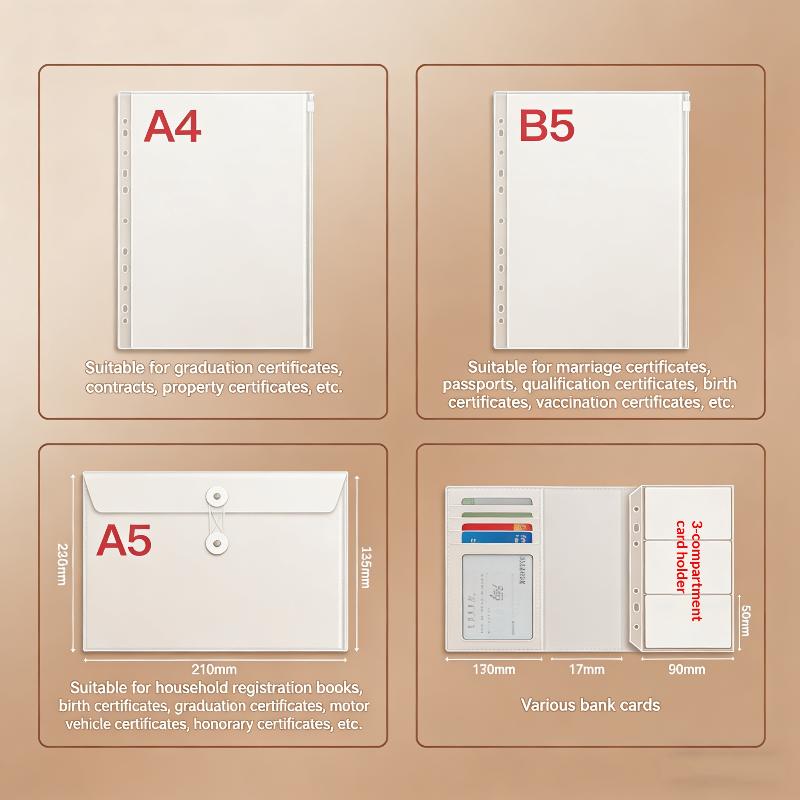 A4 Document Storage Bag Student Waterproof Zip File Bag Makeup Bag School Office Supplies Miscellaneous Storage Organizer
