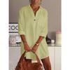 Medium Long Shirt White Pink V Neck Long Sleeve Loose Solid Color Shirt for Women