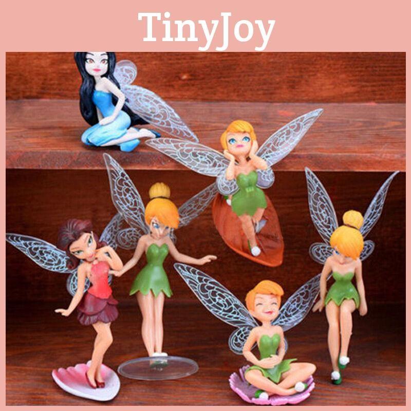 6-teiliges Miniatur-Gartendekor-Puppenhaus-Set mit Blumenfee, Elfen, Fliegenflügeln und Puppenhausmotiven