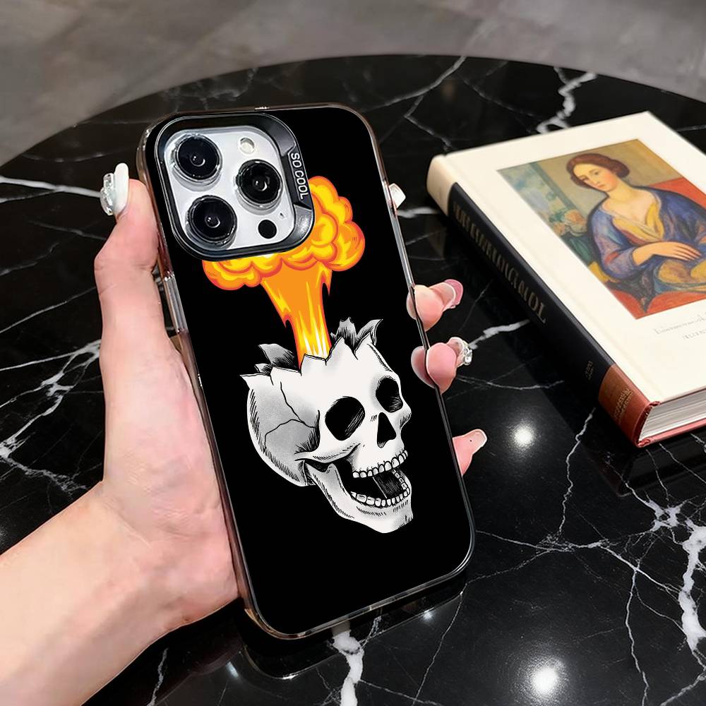 

Hype Skull Phone Case For iPhone 17,16,15,14,13,12,11 Plus,Pro Max,XS,Colorful Silver Phone case Funda Cover iPhone16plus