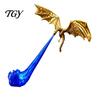 Fantasy Book Nook Dragon Bookshelf Light, 3D Printed Fire-Breathing Flying Dragon, Shelf Accent Lamp Reading Corner Lighting with LED Flame
