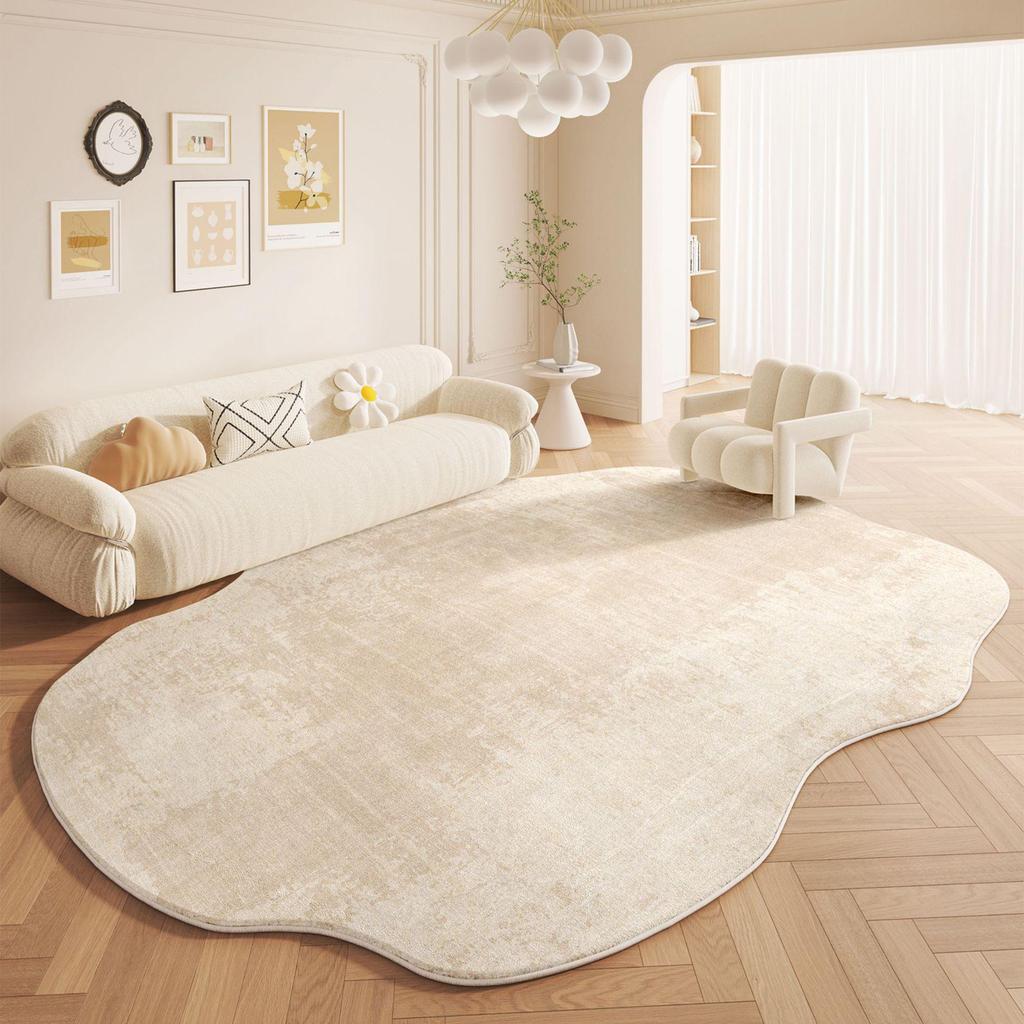Faux Cashmere Irregular Rug: Stain-Resistant, Easy-Clean, Cream Style for Living Room, Bedroom, or Wardrobe