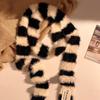 Y2K Girls Knitted Striped Scarf Winter Warm Neck Slim Women Long Scarves Fashion Streetwear Skinny Scarf Decorative Neckerchief