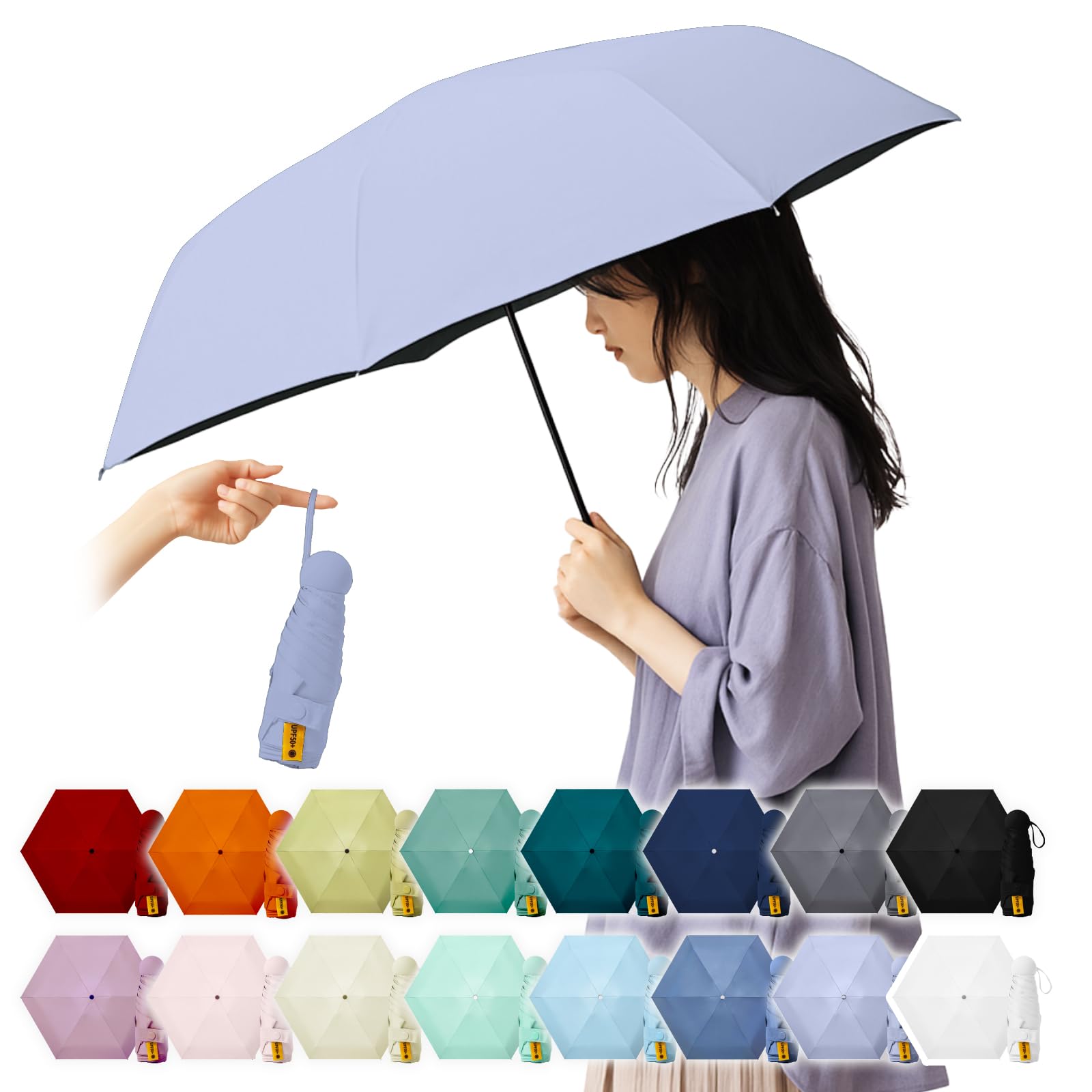 

FOIROKASA Compact Folding Parasol with 6 Suitable for Sun and UV Sun Easy to Light Wisteria Women s Ribs, Rain, Protection, Protection, Carry,