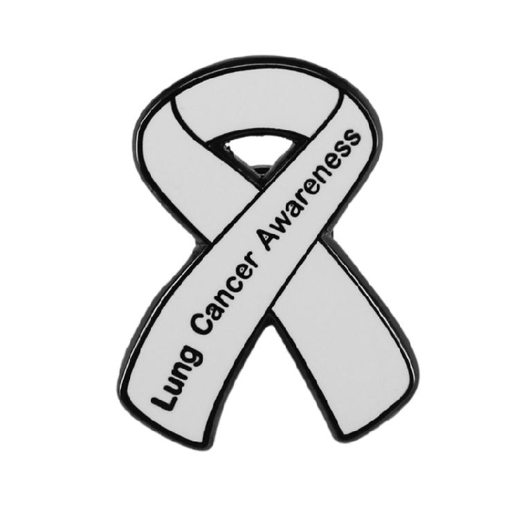 Lung Cancers Awareness Brooch Trend Lapel Pins White Ribbon Badge Safety Pin 1