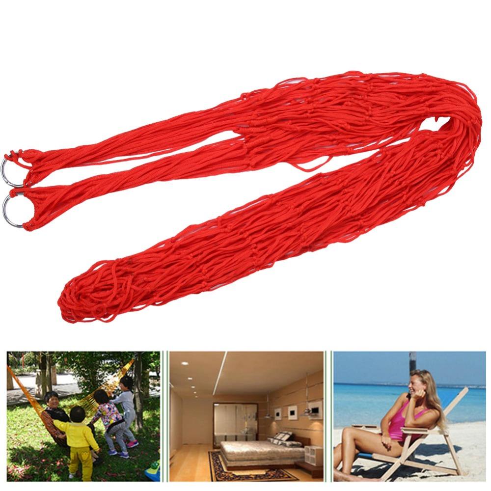 Strong Load-Bearing Capacity Nylon Mesh Hammock Smooth Net Swing Hanging Rope Hammock  Camping