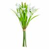 Weißer Narzissen-Künstblumenstrauß Grüne Blätter Blumengesteck Kunstblumen Foto-Requisiten Seidenblütenblätter