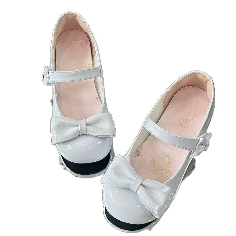 [Cream Cake] Sandwich Love Peach Original Lolita Round Head Lo Shoes Bow Low Heel Shoes