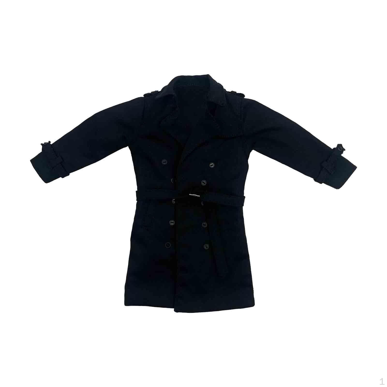 

Тренч 1/6, одяг для ляльок ручної роботи, мініатюрний одяг для 12-дюймової моделі, фігурки, плаття ACCS чорний