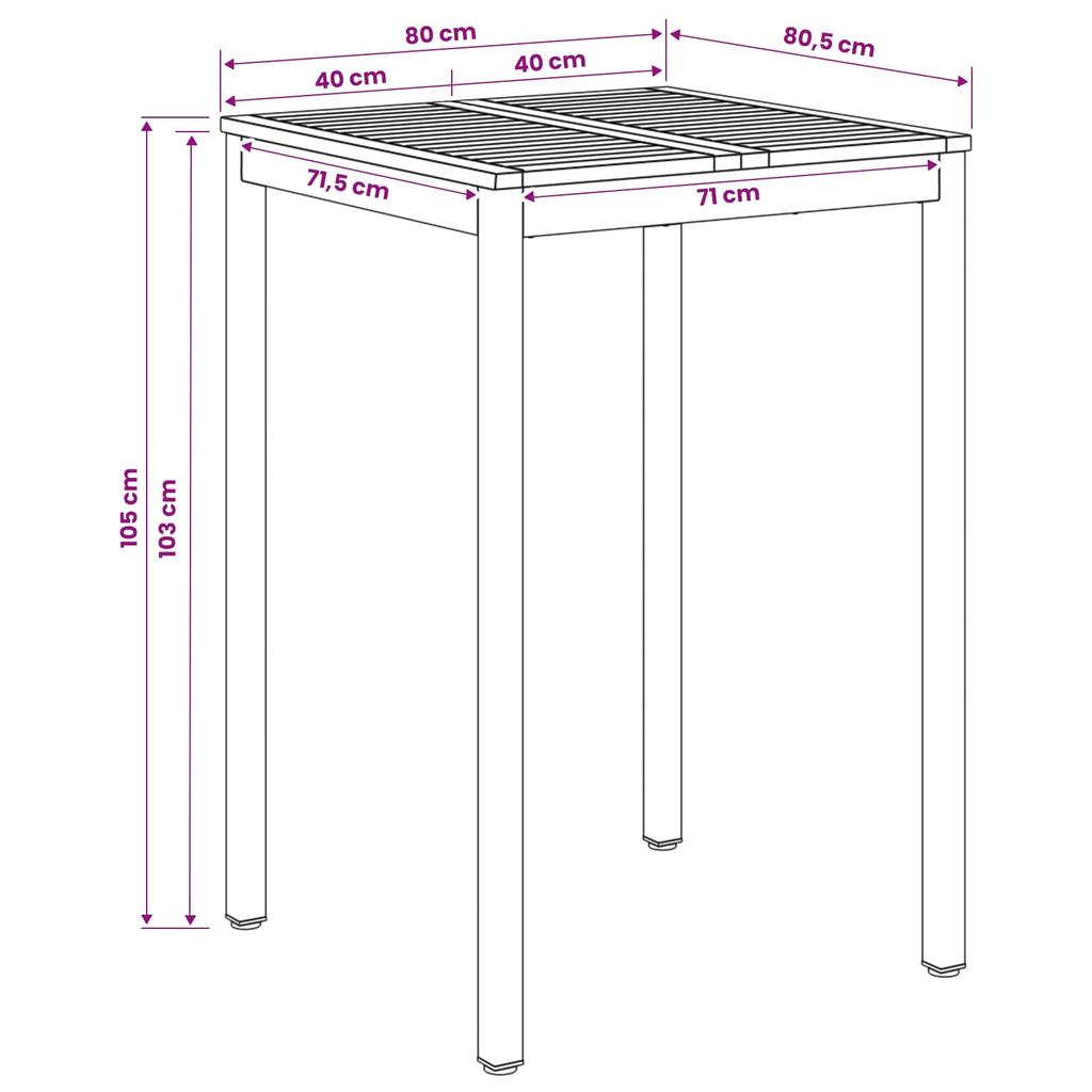 Garden Bar Table NAARDEN White and Black 80 x 80.5 x 105 cm
