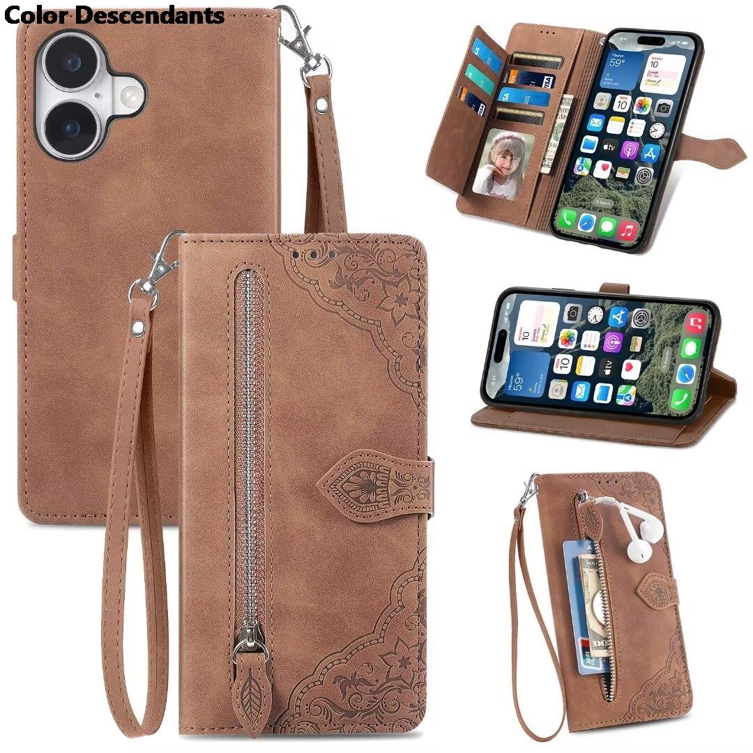 

Leather Phone Case For Samsung Galaxy S24 S23 Ultra S22 S21 S20 FE S10 Plus Note 20 10 9 5G Flip Lanyard Stand Wallet Card Cover Samsung Note 9 коричневий