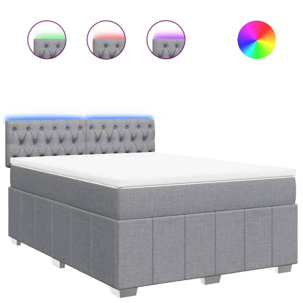 Vidaxl Letto Continentale Con Materasso, Grigio Chiaro 140X200 Cm, Tessuto