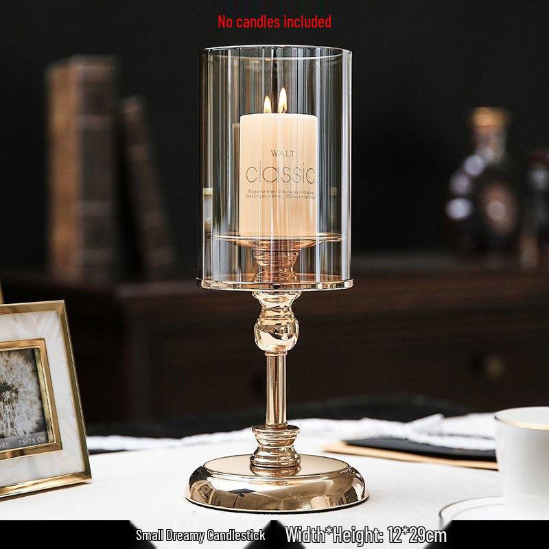 

Европейский канделябр со стеклянными плафонами для романтического украшения обеденного стола