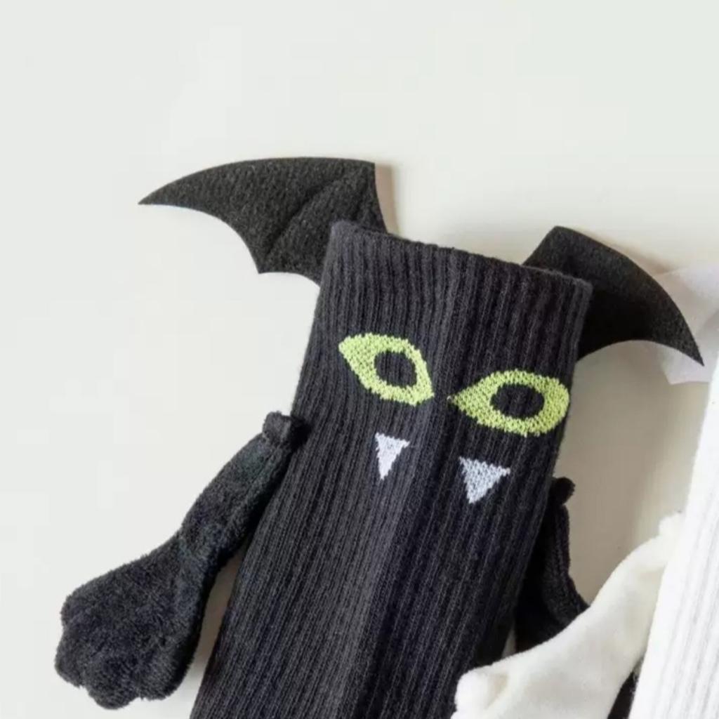 Mittelwadenlänge, Kürbis-Socken, Halloween, Händchenhaltende Socken, Lustig, Bestickt, Skelett-Socken