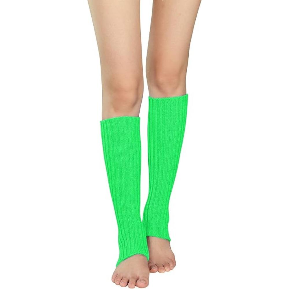 

Женские зимние теплые носки Неоновые вязаные гетры Ребристые яркие цветные носки без стопы Гетры разноцветные Один размер 1pcs зелёный
