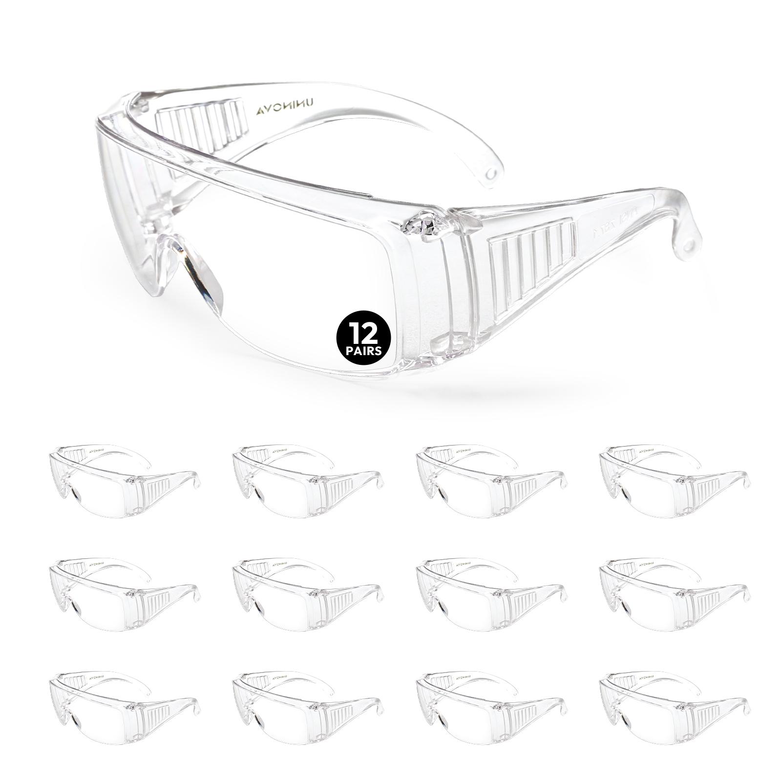 Clear Safety Glasses Over Prescription Glasses Anti-Fog OTG Protective Eyewear for Construction Woodworking and Lab Use 12 PCS (Transparent,safety glasses) прозрачный