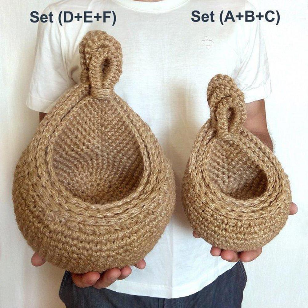 Kitchen Woven Basket Hanging Storage Baskets Cotton Rope