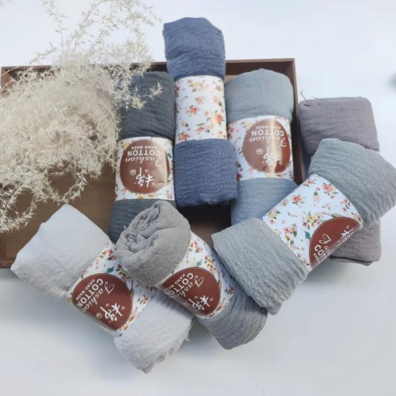 1-61 Colors Pleated Plain Hijab Scarf Bubble Solid Muslim Turban Wrinkle Women Scarves Veil Ripple Hijab Scarf Shawl Headscarf