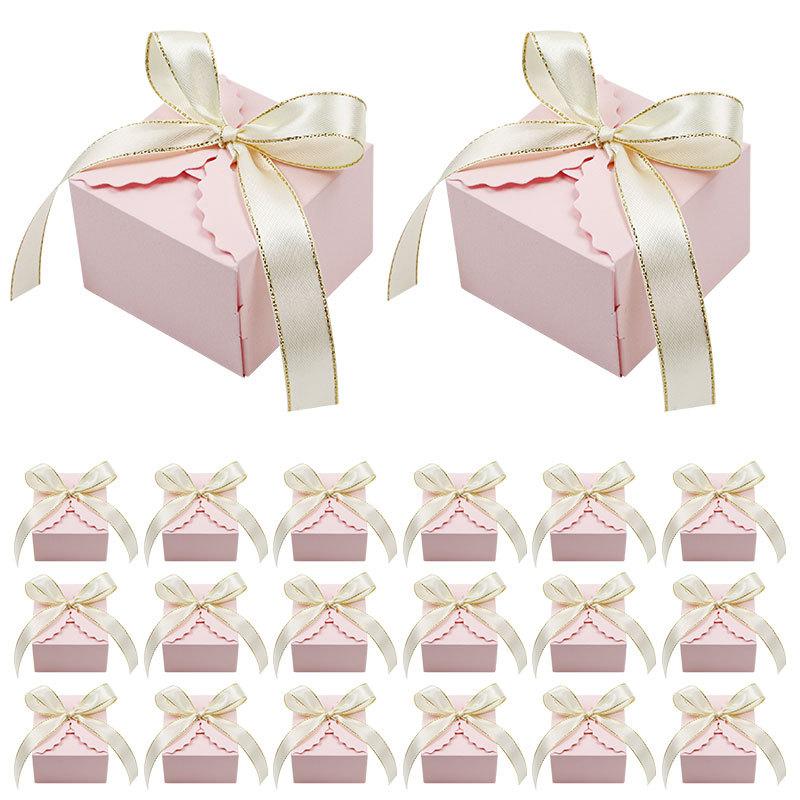 

European Candy Box, Five-Color Bow Square Wavy Candy Box, Wedding Gift Packaging Box.