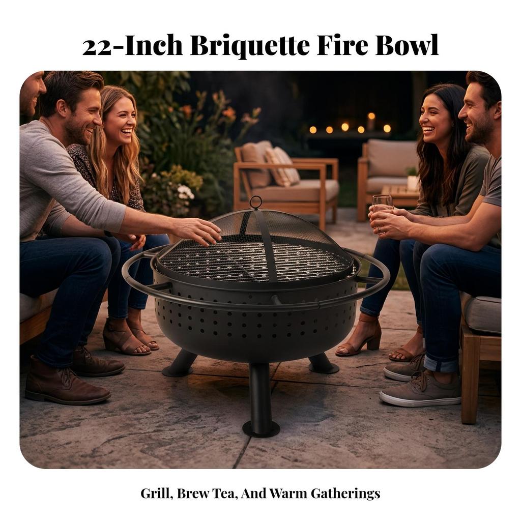 Bio-Mass Fire Bowl Grill Outdoor with Round