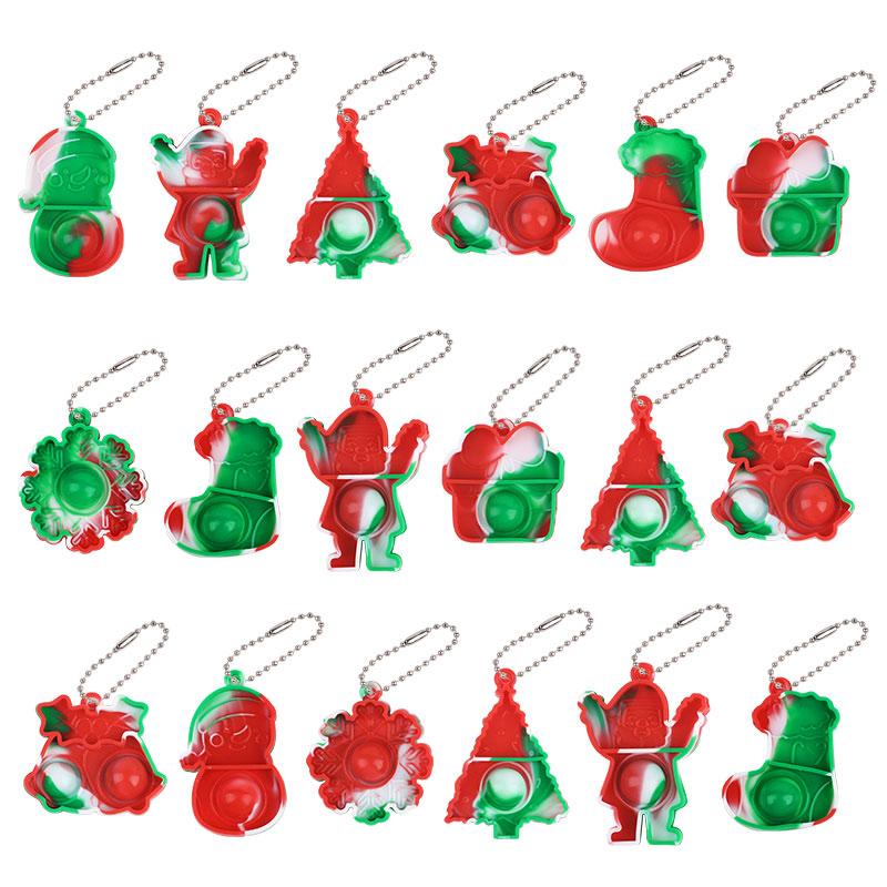 10/20/30pcs Christmas Pop Keychain Santa Snowflake Xmas Tree Hanging Ornaments Christmas Home Decoration New Year Party DIY Gift