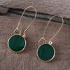 Elegant Vintage Style Green Round Zinc Alloy Drop Dangle Earrings with Stainless Steel Ear Needle