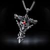 Winding Cross Pendant Necklace Cool Hip Hop Red Stone Vintage Copper Color Stainless Steel Chain Women Men Punk  Jewelry Gifts